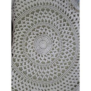 Large Vintage Hand Crocheted White Doily, Round Crochet Lace Doily, Farmhouse